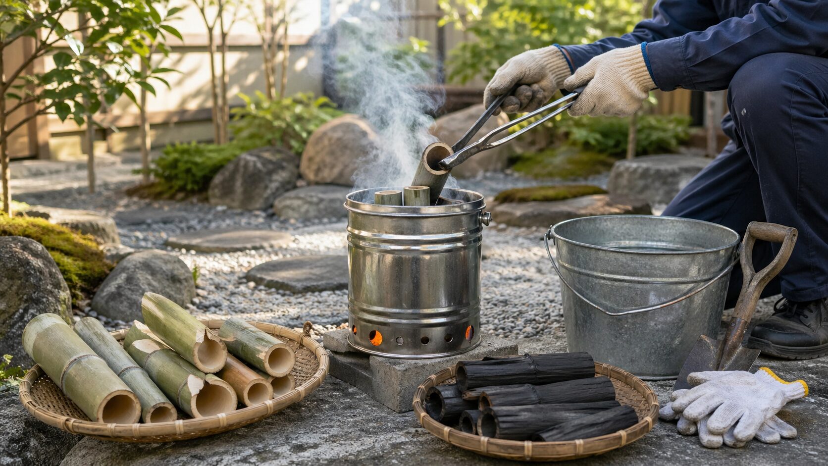 庭で缶を使う竹炭の作り方｜準備から消火まで家庭向けの実践ポイントを整理